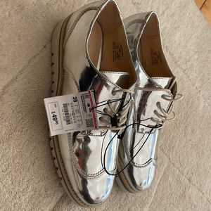 Zara silver brogue shoes